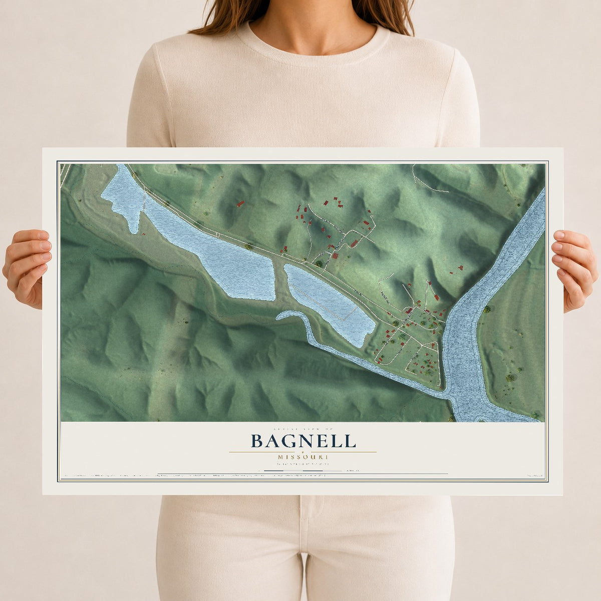 Map of Bagnell, Missouri, 12 x 18 inch unframed archival matte print