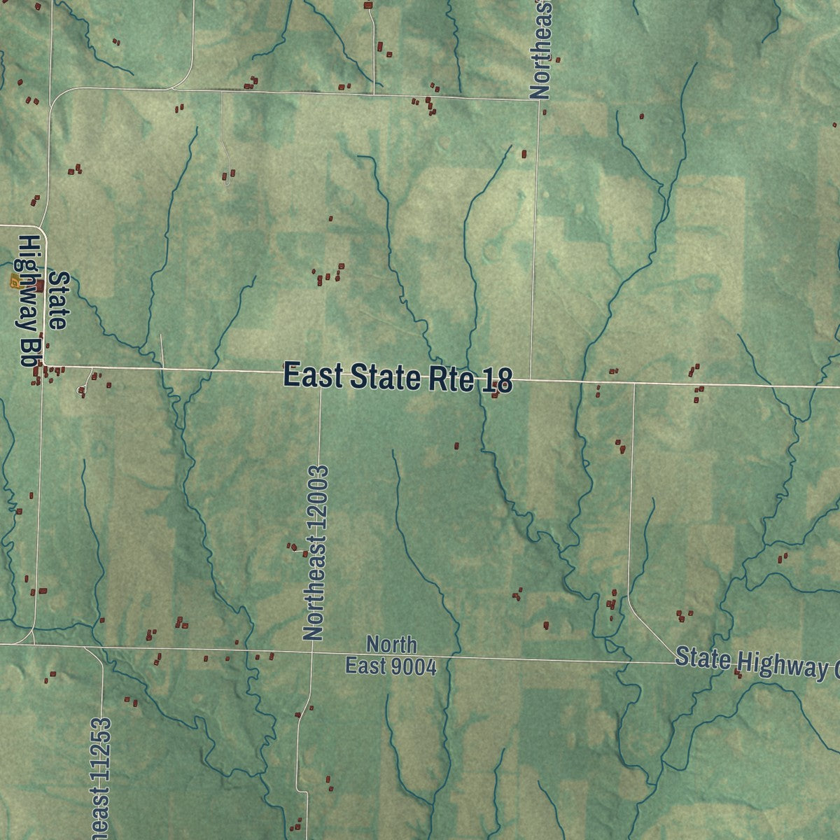 Close-up of the map of Ballard, Missouri print showing street and building detail