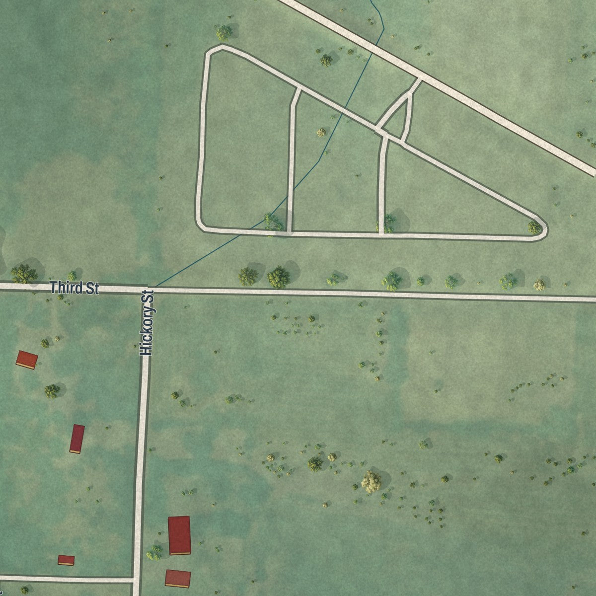 Second close-up of the map of Barnett, Missouri print showing more streets and buildings