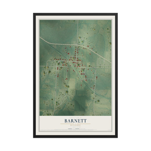 Map of Barnett, Missouri, 12 x 18 inch print in a black wood frame