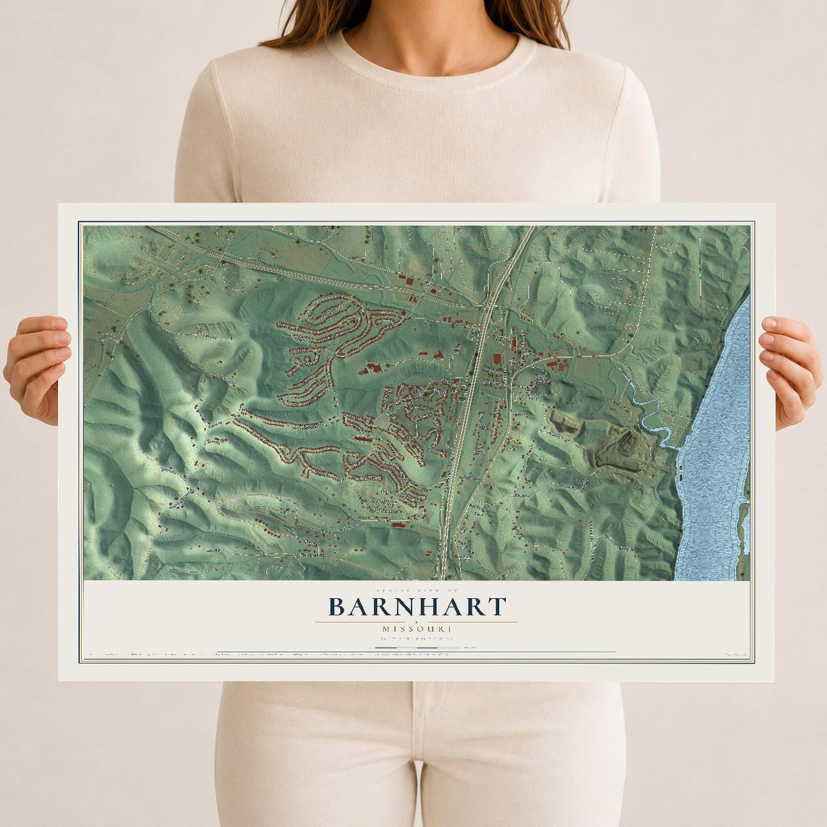 Map of Barnhart, Missouri, 12 x 18 inch unframed archival matte print