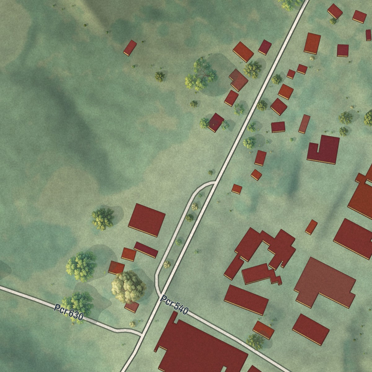 Close-up of the map of Biehle, Missouri print showing street and building detail