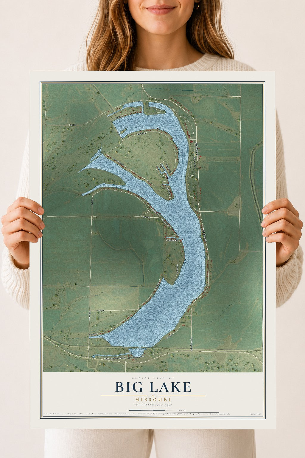 Map of Big Lake, Missouri, 18 x 24 inch unframed archival matte print