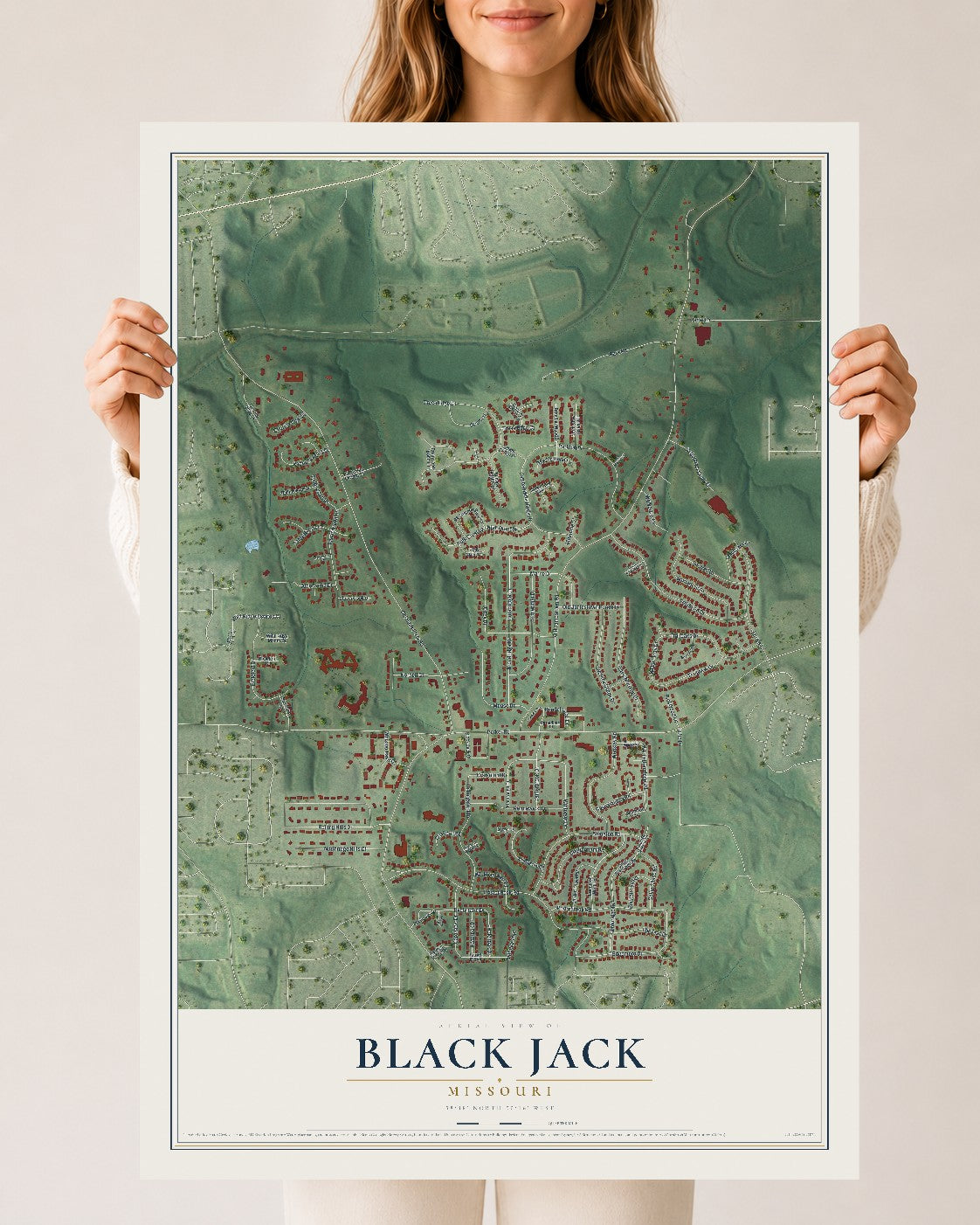 Map of Black Jack, Missouri, 24 x 36 inch unframed archival matte print