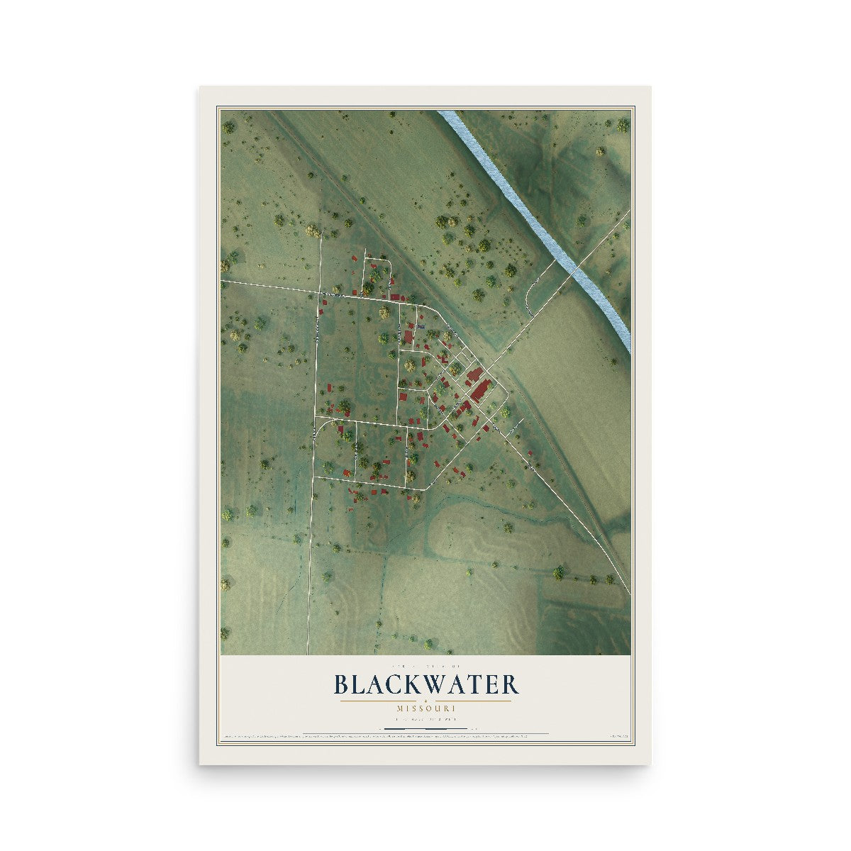 Map of Blackwater, Missouri, 12 x 18 inch unframed archival matte print