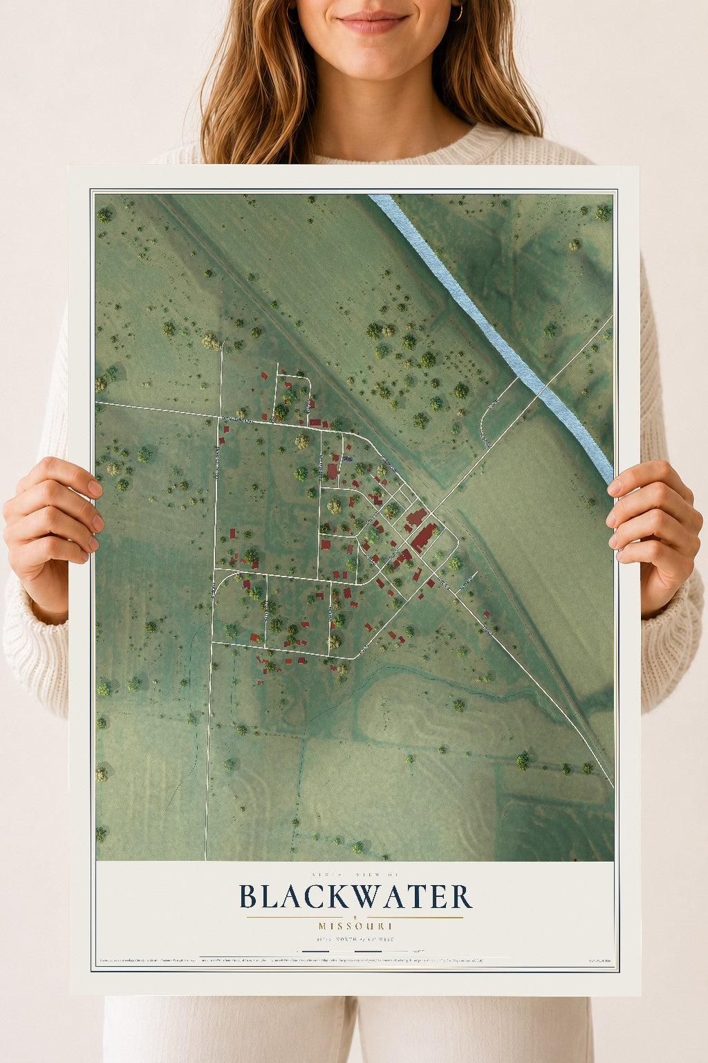 Map of Blackwater, Missouri, 18 x 24 inch unframed archival matte print