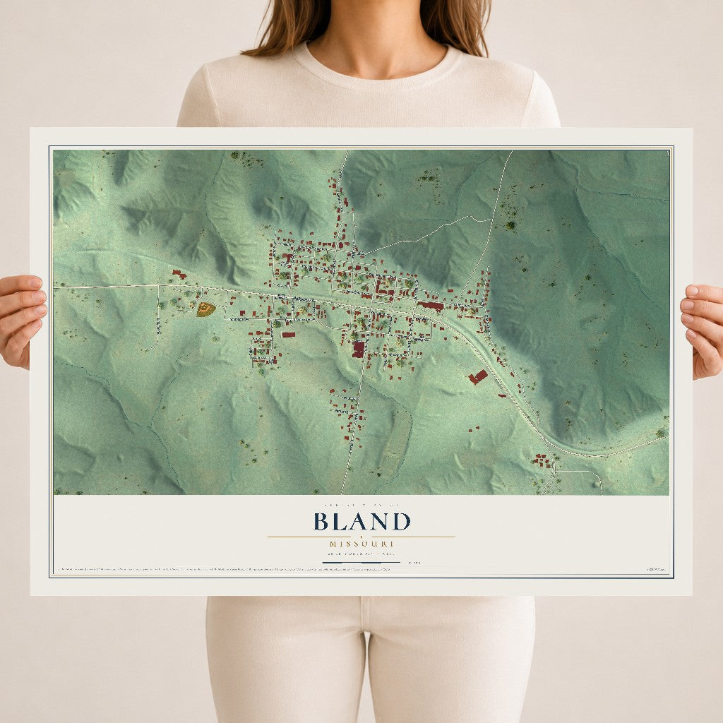 Map of Bland, Missouri, 18 x 24 inch unframed archival matte print