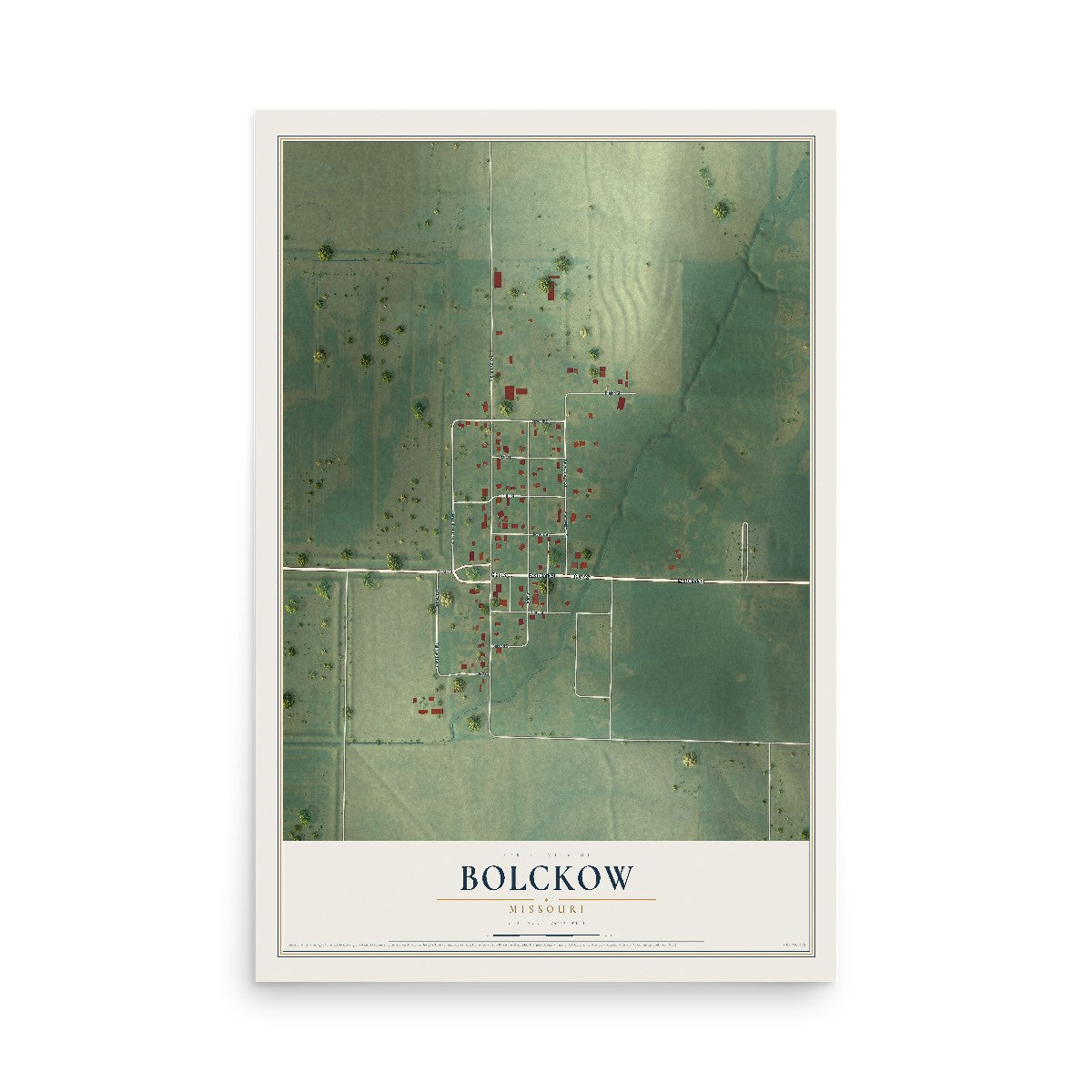 Map of Bolckow, Missouri, 12 x 18 inch unframed archival matte print