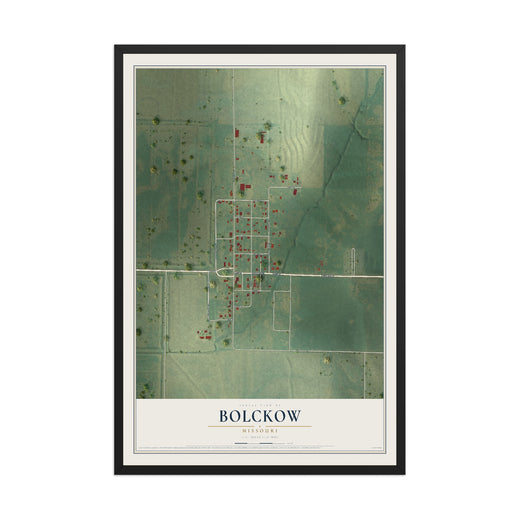 Map of Bolckow, Missouri, 12 x 18 inch print in a black wood frame