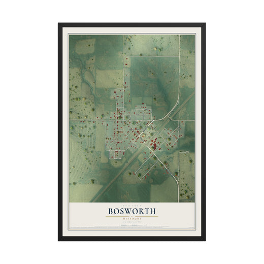 Map of Bosworth, Missouri, 12 x 18 inch print in a black wood frame