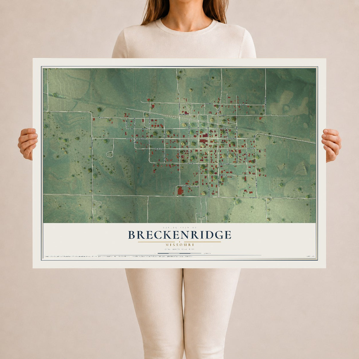 Map of Breckenridge, Missouri, 24 x 36 inch unframed archival matte print