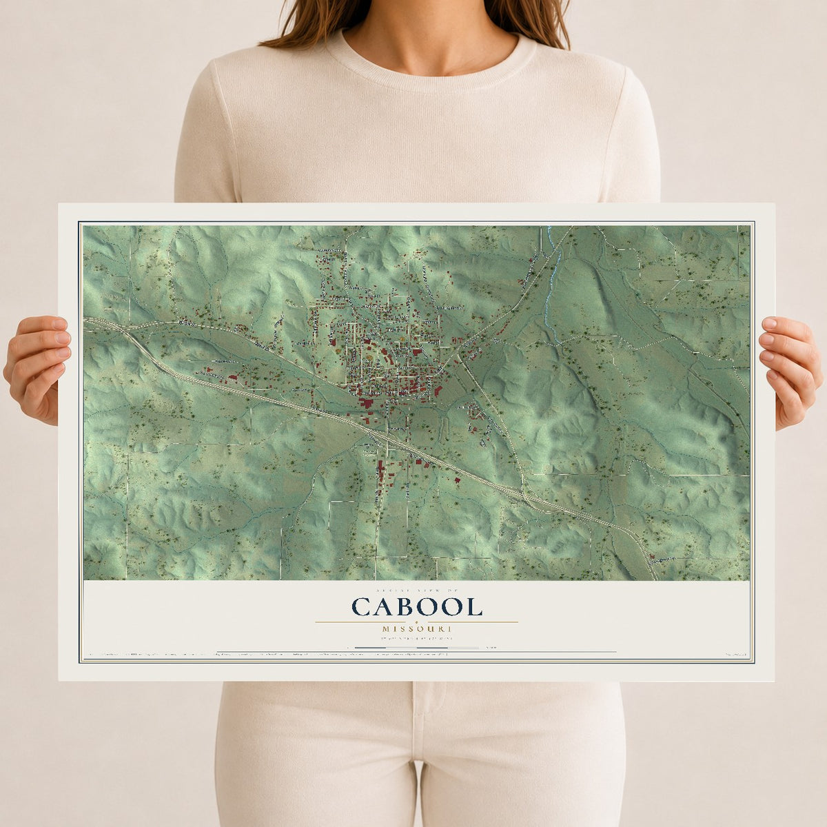 Map of Cabool, Missouri, 12 x 18 inch unframed archival matte print