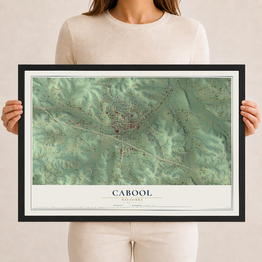 Map of Cabool, Missouri, 12 x 18 inch print in a black wood frame