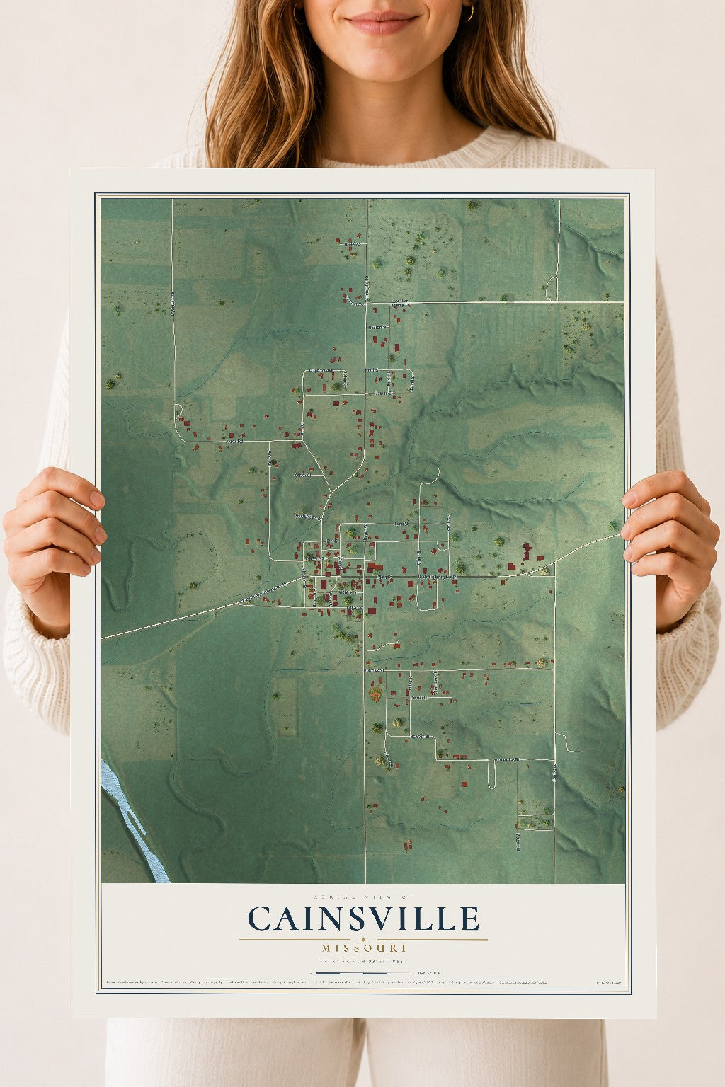 Map of Cainsville, Missouri, 18 x 24 inch unframed archival matte print