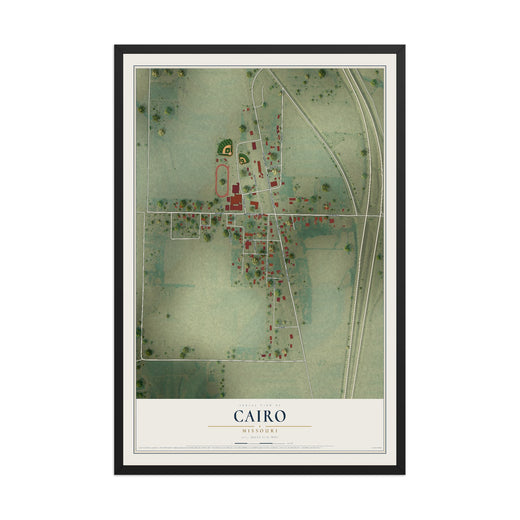 Map of Cairo, Missouri, 12 x 18 inch print in a black wood frame