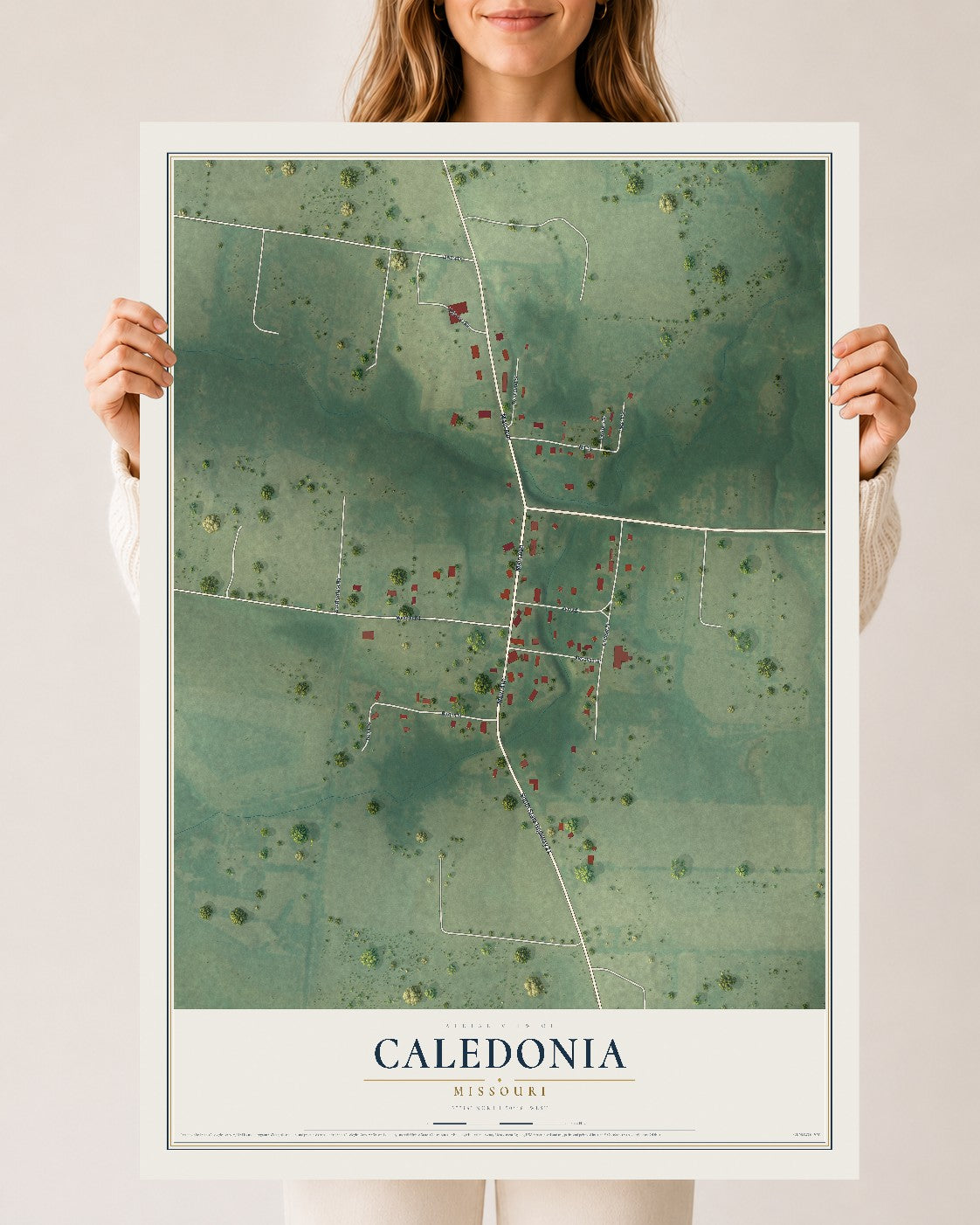 Map of Caledonia, Missouri, 24 x 36 inch unframed archival matte print