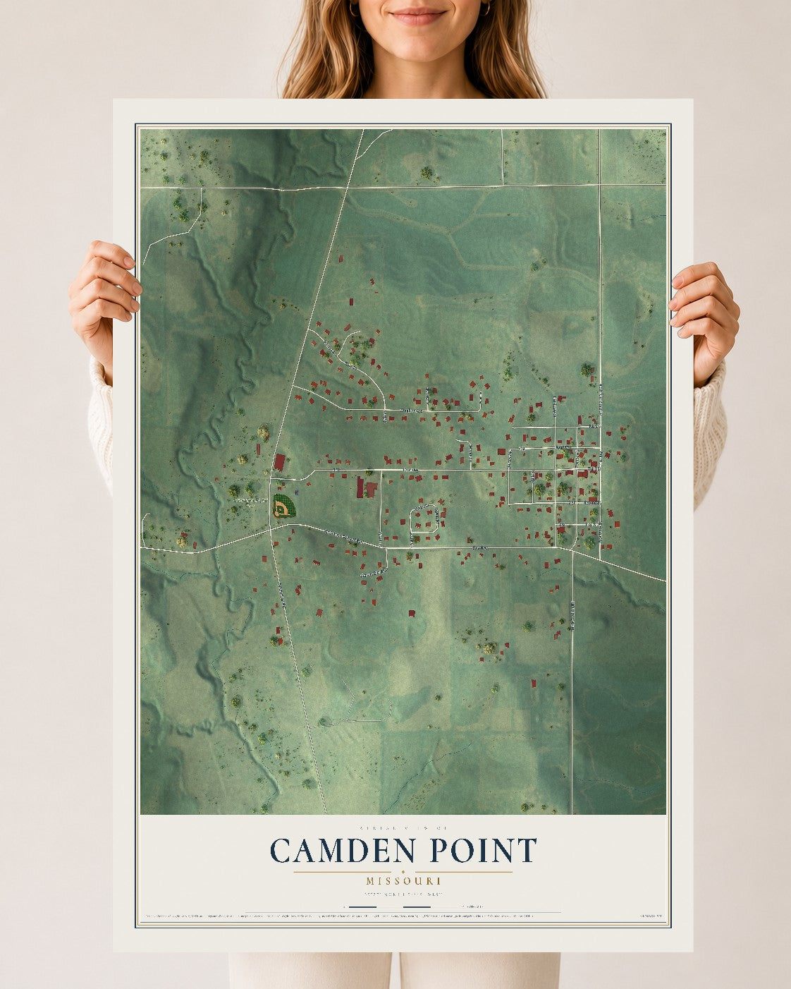 Map of Camden Point, Missouri, 24 x 36 inch unframed archival matte print