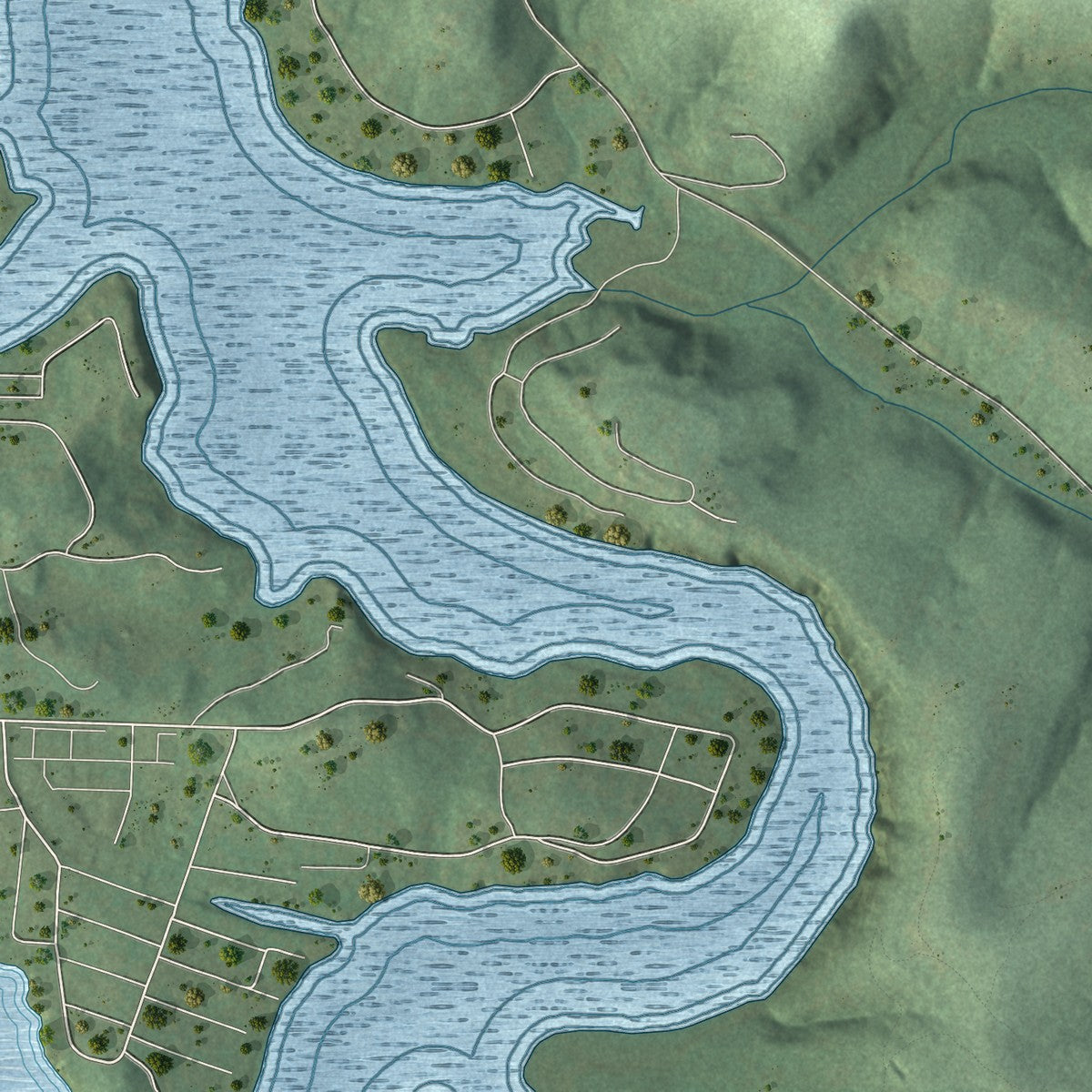 Second close-up of the map of Camdenton, Missouri print showing more streets and buildings