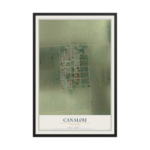 Map of Canalou, Missouri, 12 x 18 inch print in a black wood frame
