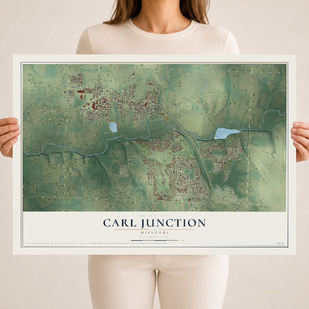 Map of Carl Junction, Missouri, 18 x 24 inch unframed archival matte print