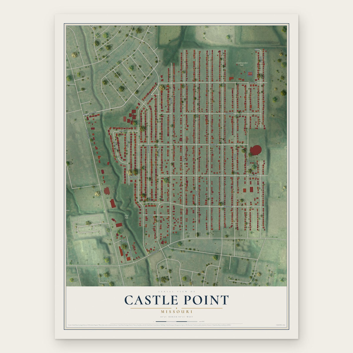Castle Point, Missouri map print, the full design