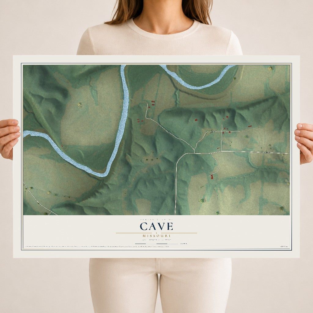 Map of Cave, Missouri, 18 x 24 inch unframed archival matte print