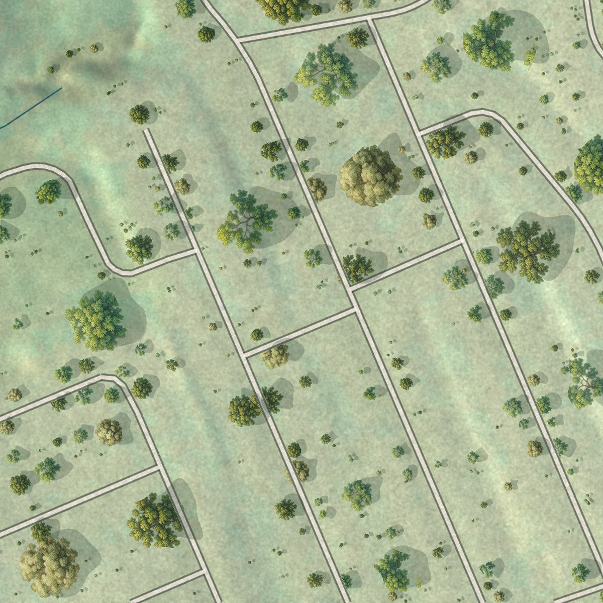 Second close-up of the map of Champ, Missouri print showing more streets and buildings