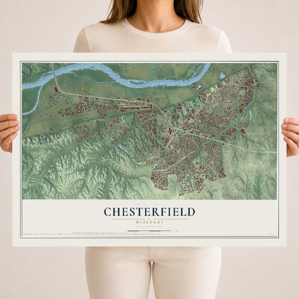 Map of Chesterfield, Missouri, 18 x 24 inch unframed archival matte print