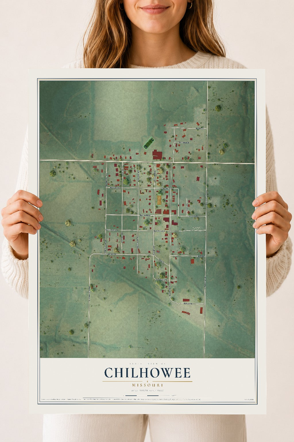 Map of Chilhowee, Missouri, 18 x 24 inch unframed archival matte print