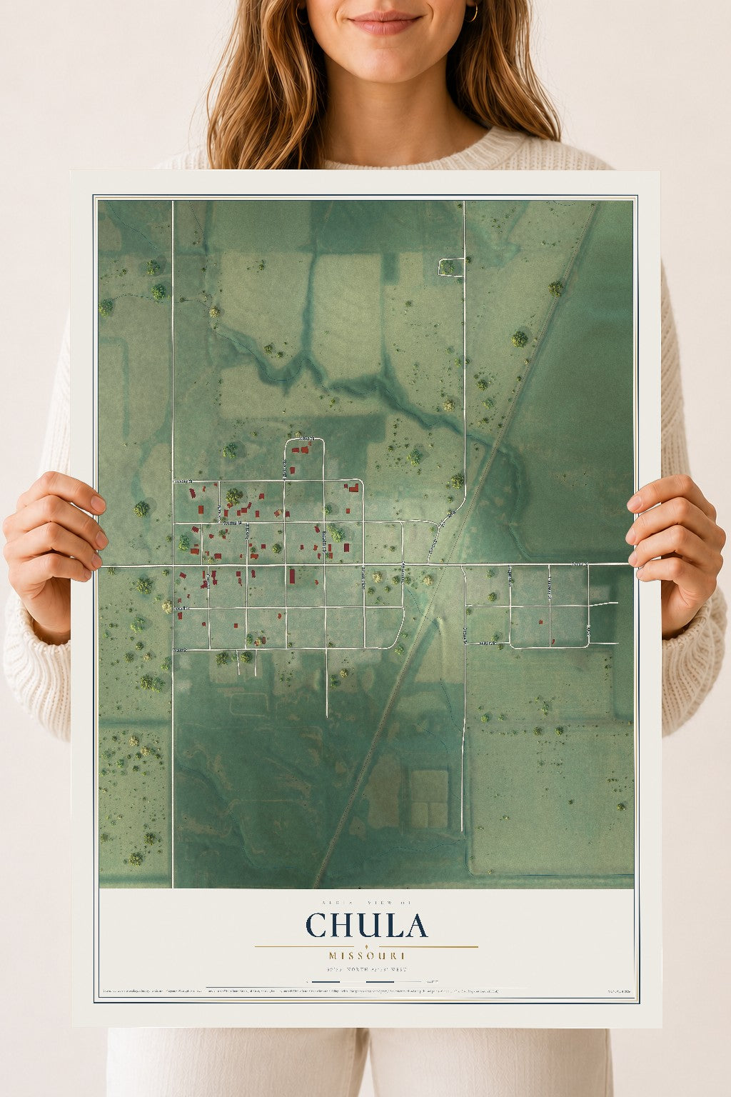 Map of Chula, Missouri, 18 x 24 inch unframed archival matte print