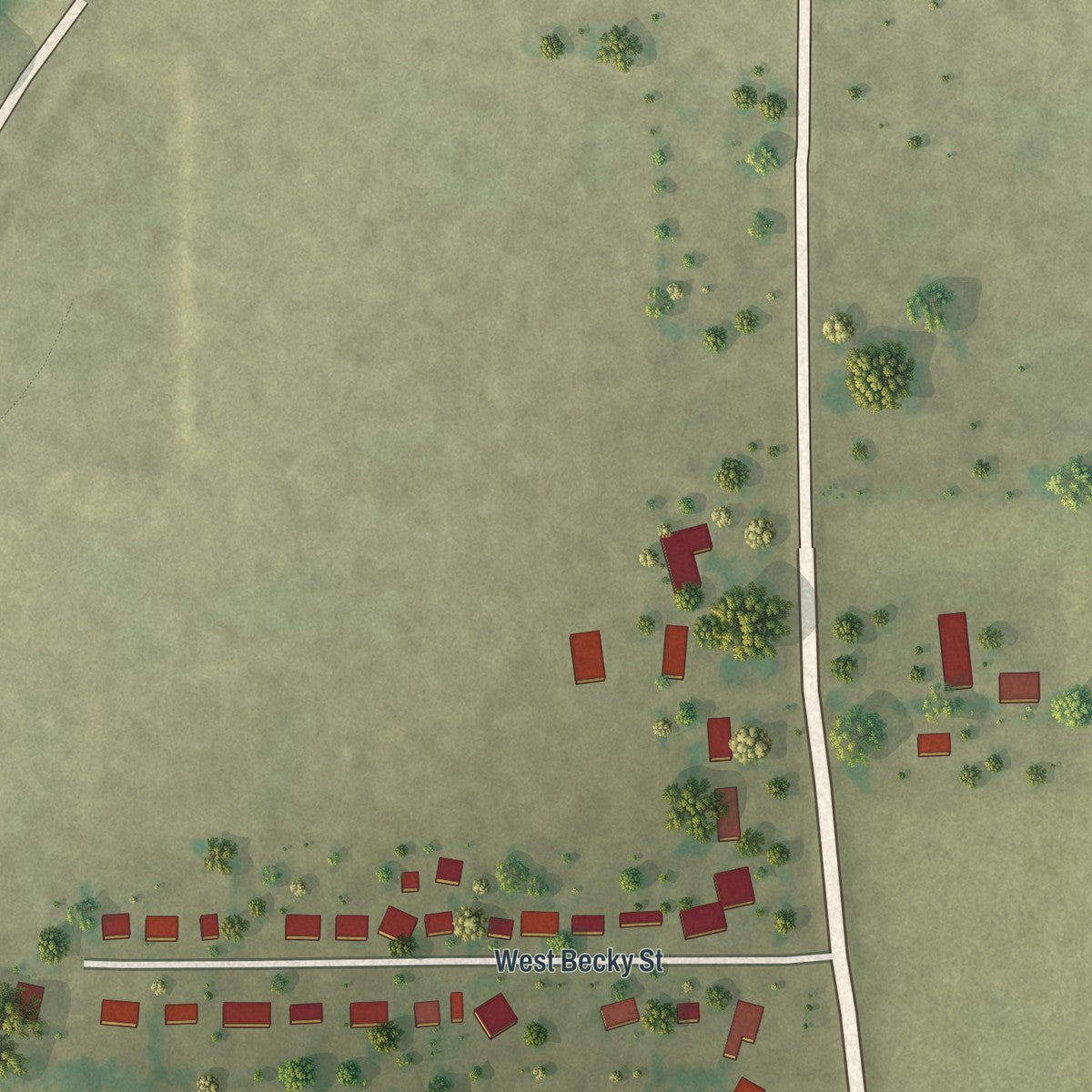 Second close-up of the map of Clarkton, Missouri print showing more streets and buildings
