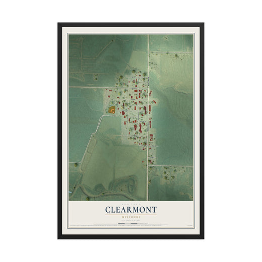 Map of Clearmont, Missouri, 12 x 18 inch print in a black wood frame