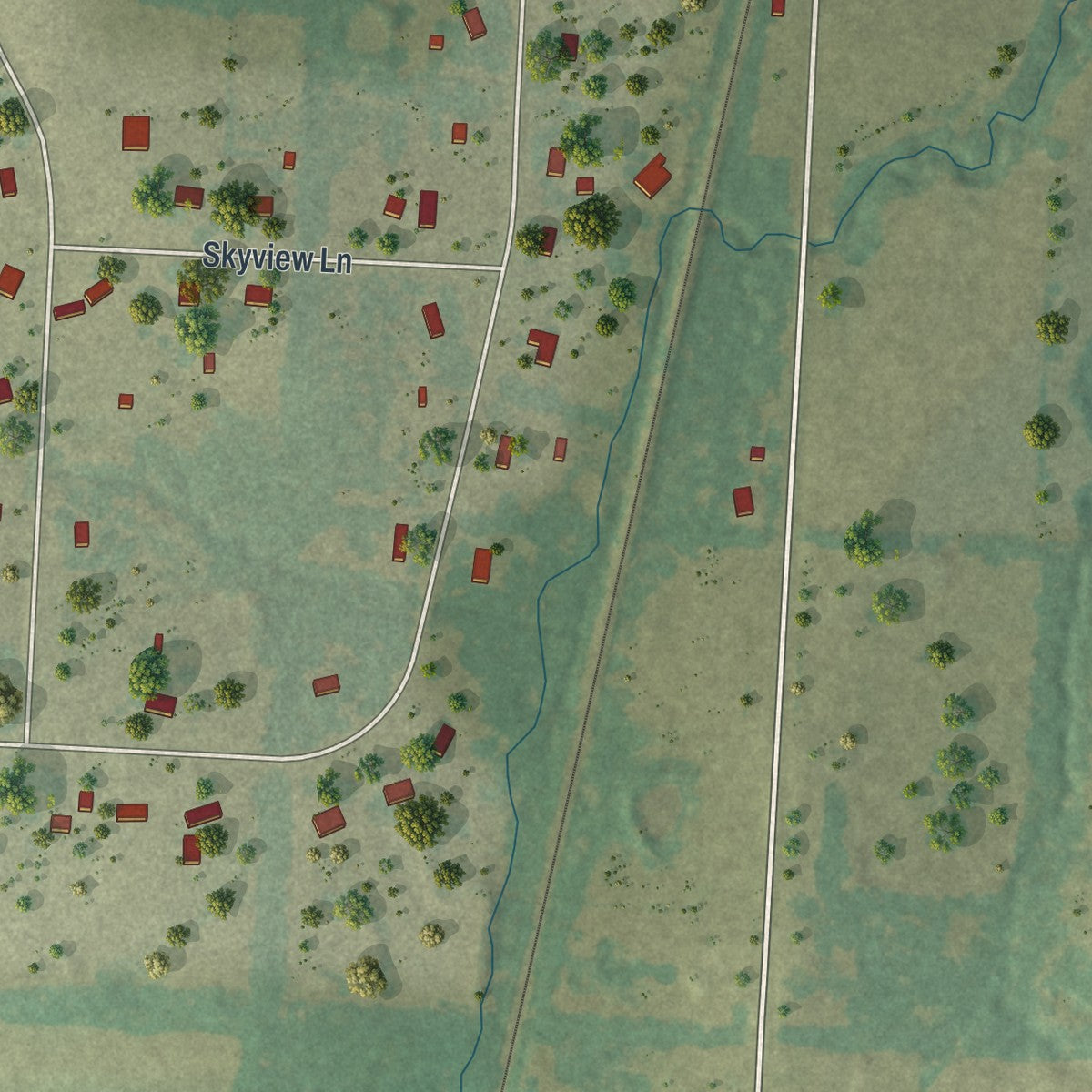 Second close-up of the map of Cleveland, Missouri print showing more streets and buildings