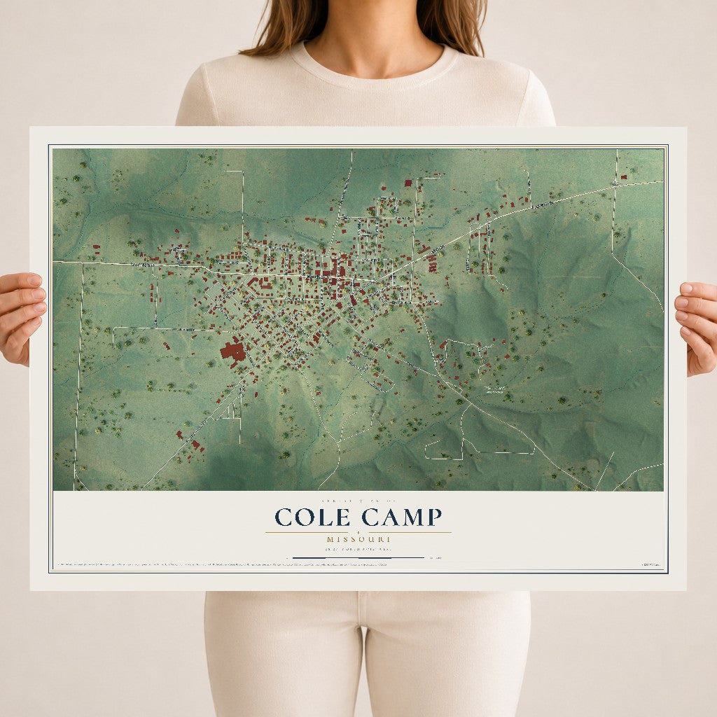 Map of Cole Camp, Missouri, 18 x 24 inch unframed archival matte print