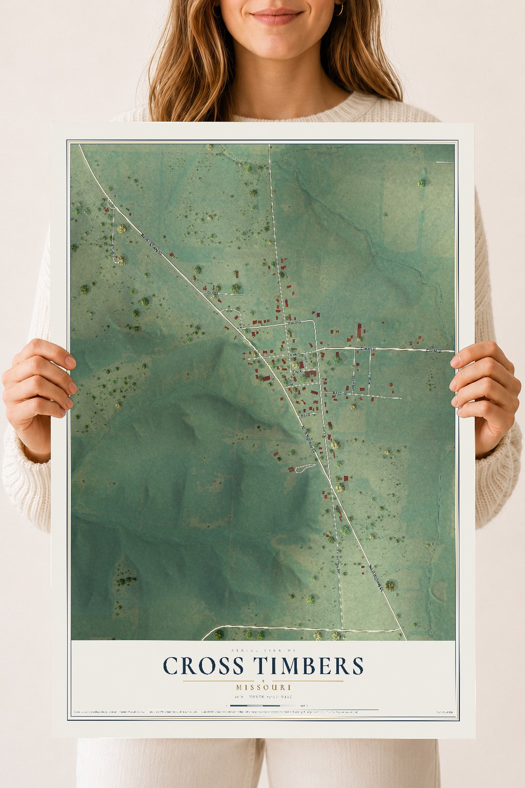 Map of Cross Timbers, Missouri, 18 x 24 inch unframed archival matte print