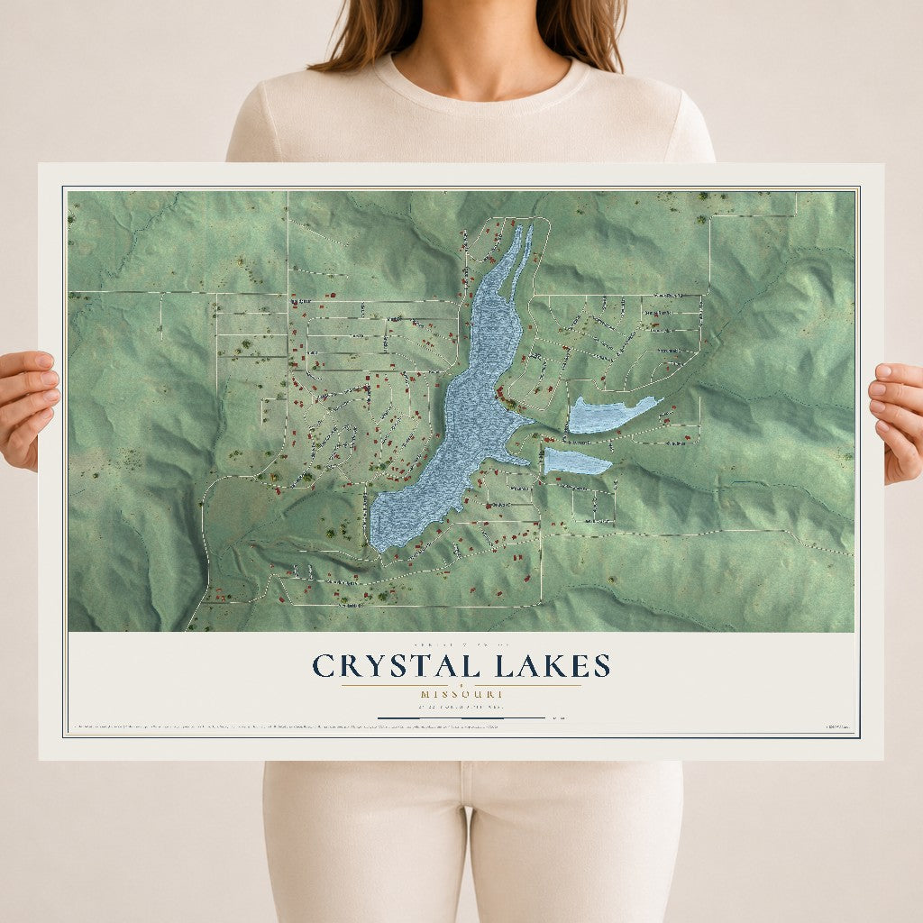Map of Crystal Lakes, Missouri, 18 x 24 inch unframed archival matte print