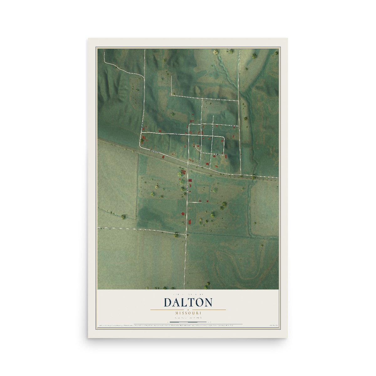 Map of Dalton, Missouri, 12 x 18 inch unframed archival matte print