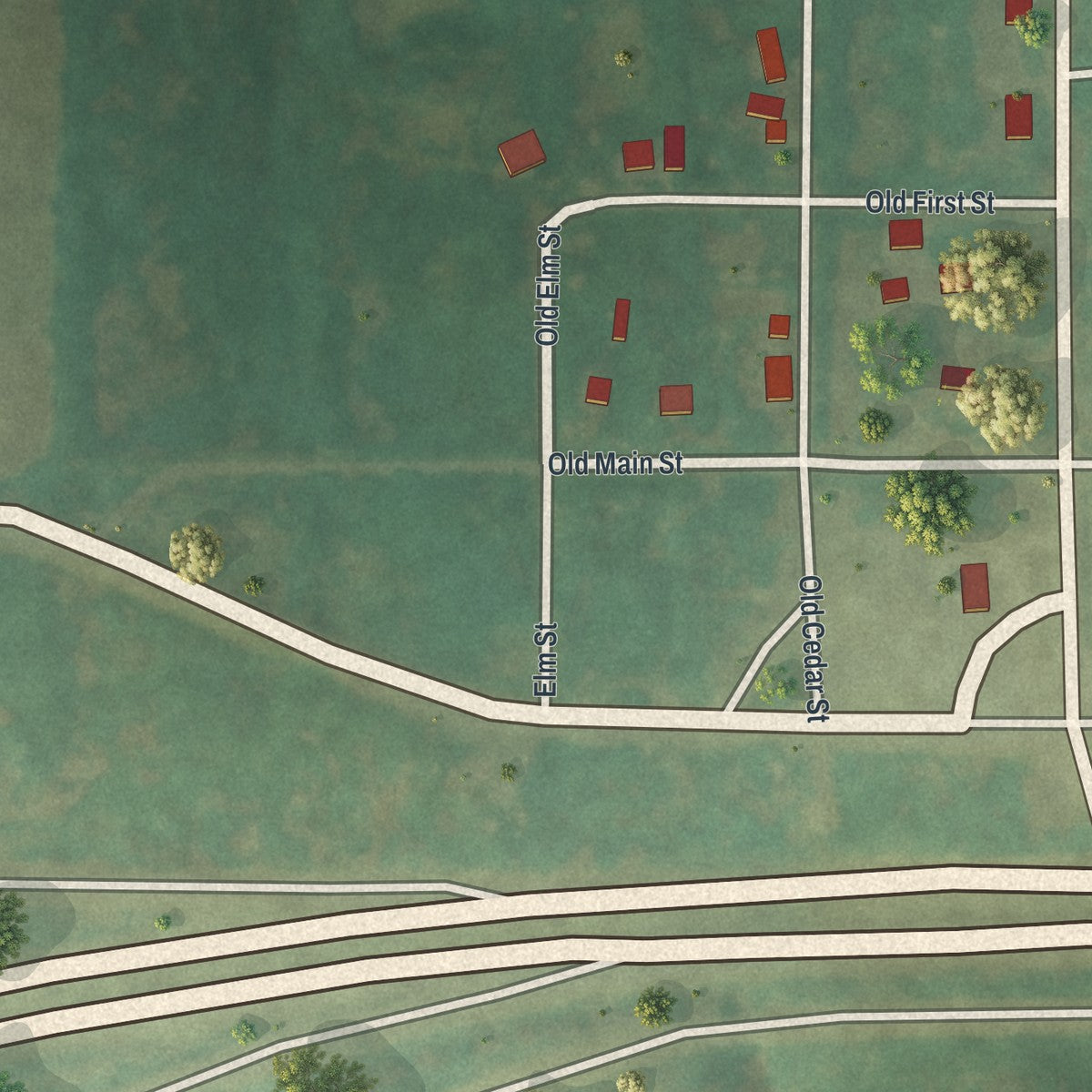 Close-up of the map of Danville, Missouri print showing street and building detail
