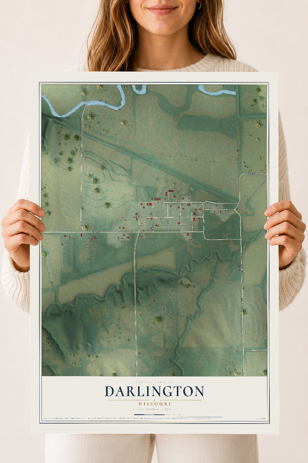 Map of Darlington, Missouri, 18 x 24 inch unframed archival matte print