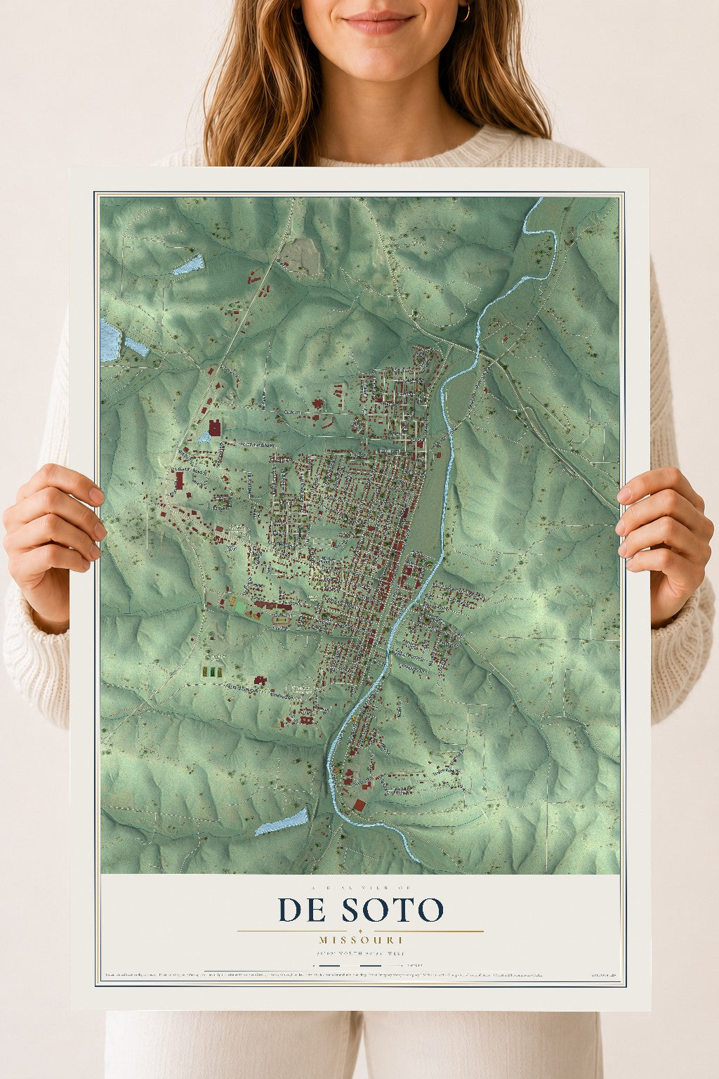 Map of De Soto, Missouri, 18 x 24 inch unframed archival matte print