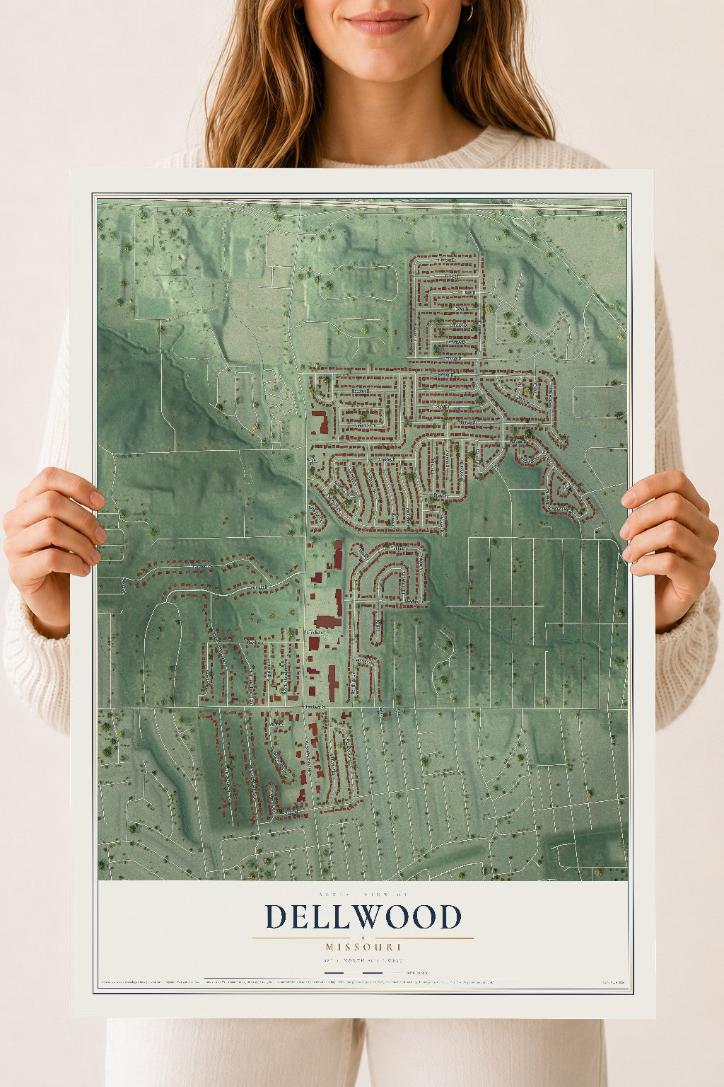 Map of Dellwood, Missouri, 18 x 24 inch unframed archival matte print