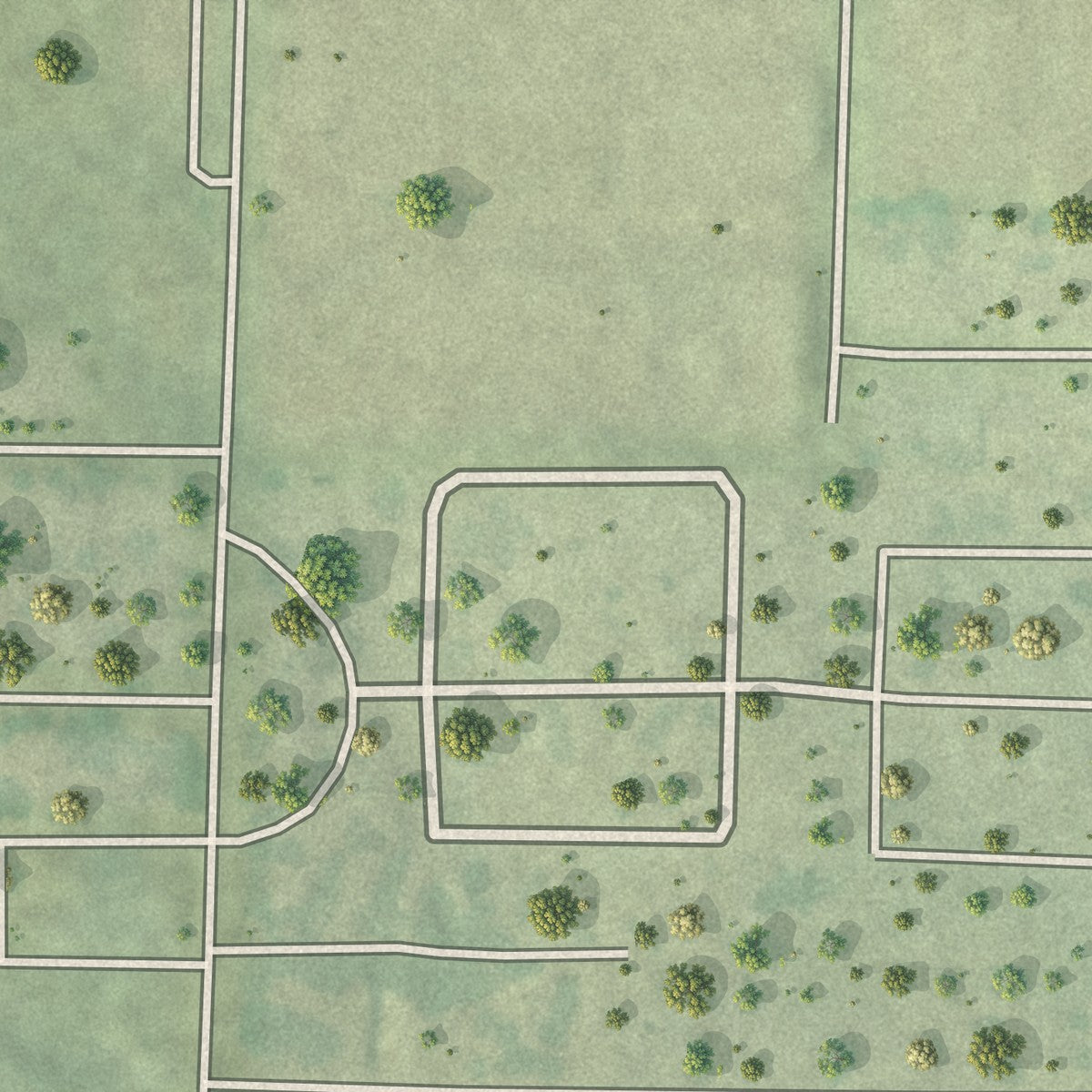 Second close-up of the map of Dennis Acres, Missouri print showing more streets and buildings