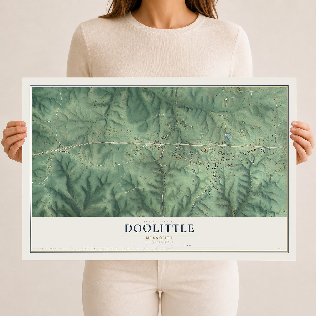 Map of Doolittle, Missouri, 12 x 18 inch unframed archival matte print