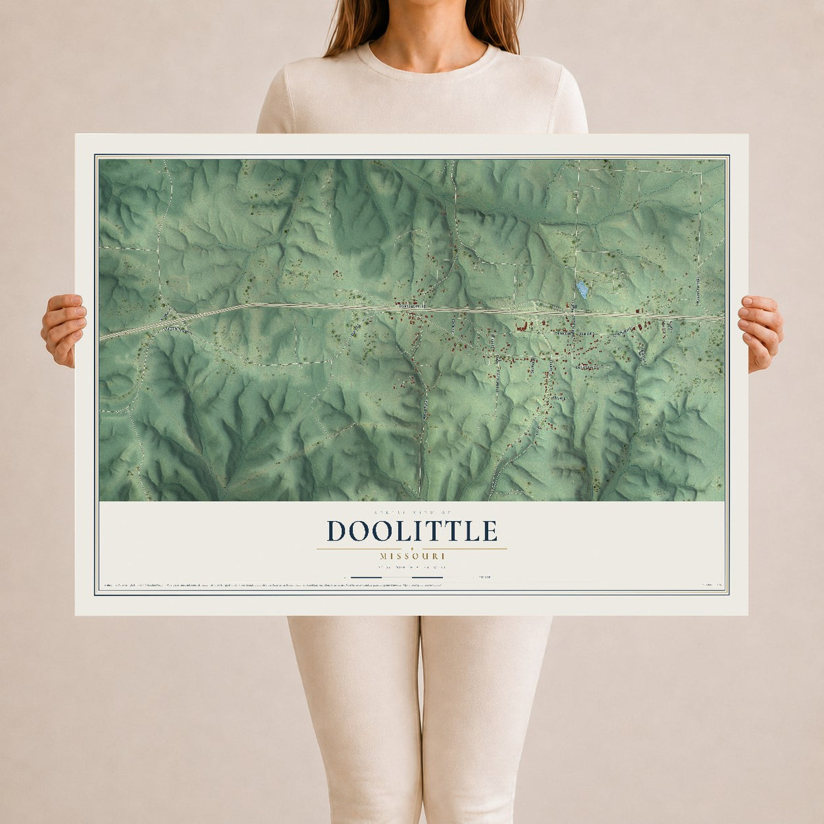 Map of Doolittle, Missouri, 24 x 36 inch unframed archival matte print