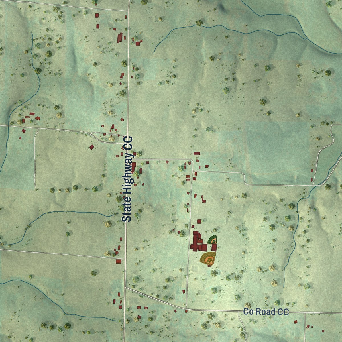 Close-up of the map of Dora, Missouri print showing street and building detail