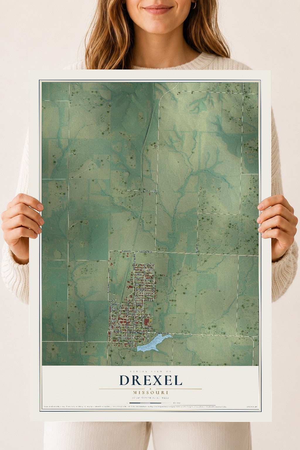 Map of Drexel, Missouri, 18 x 24 inch unframed archival matte print