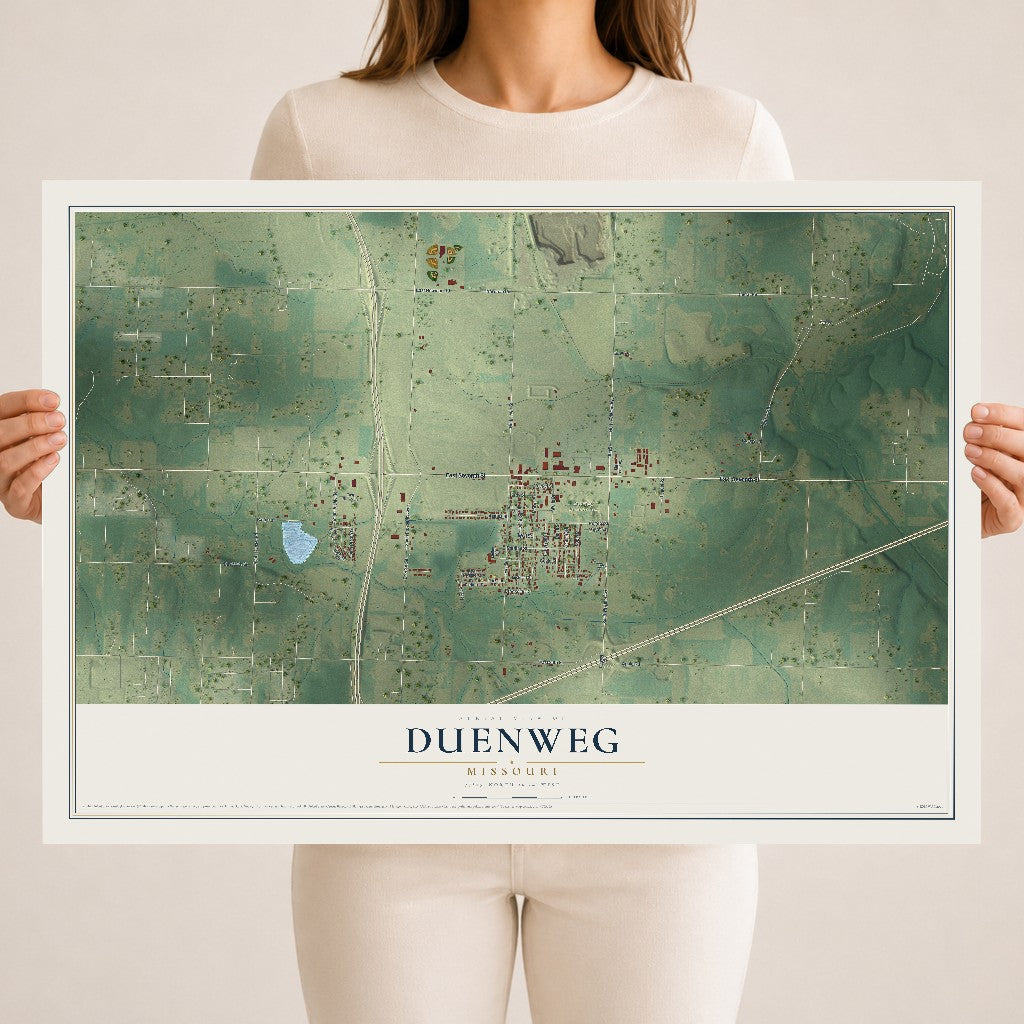 Map of Duenweg, Missouri, 18 x 24 inch unframed archival matte print