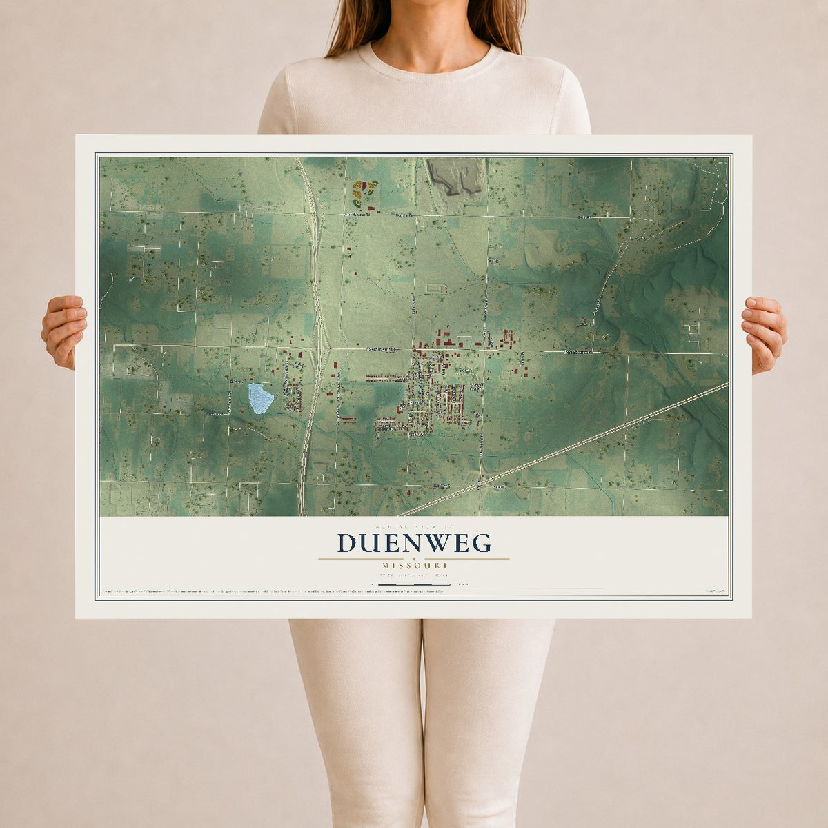 Map of Duenweg, Missouri, 24 x 36 inch unframed archival matte print