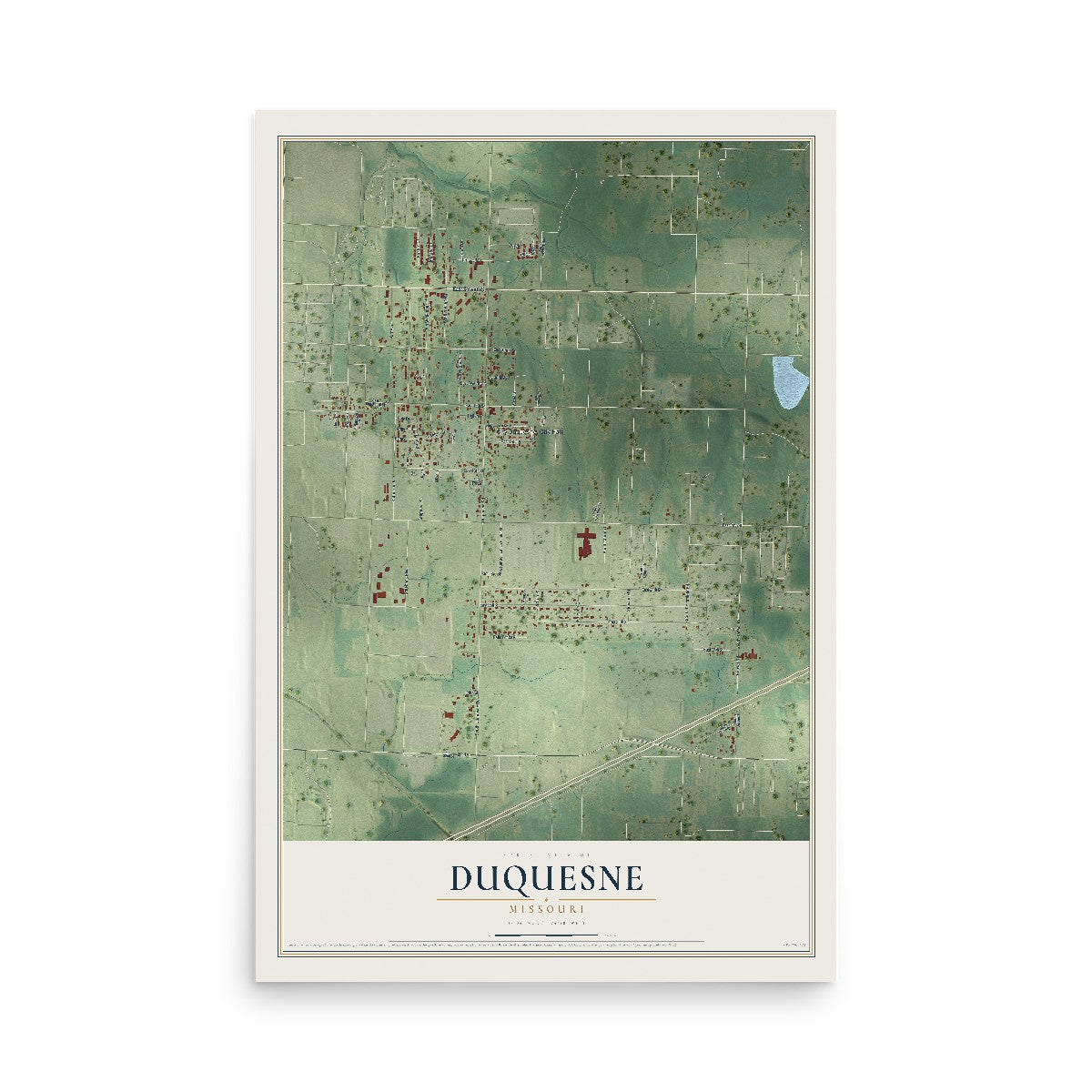 Map of Duquesne, Missouri, 12 x 18 inch unframed archival matte print