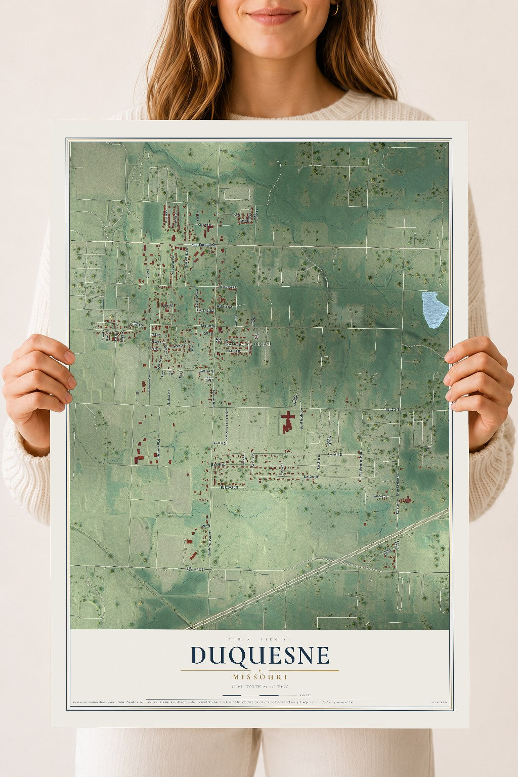 Map of Duquesne, Missouri, 18 x 24 inch unframed archival matte print